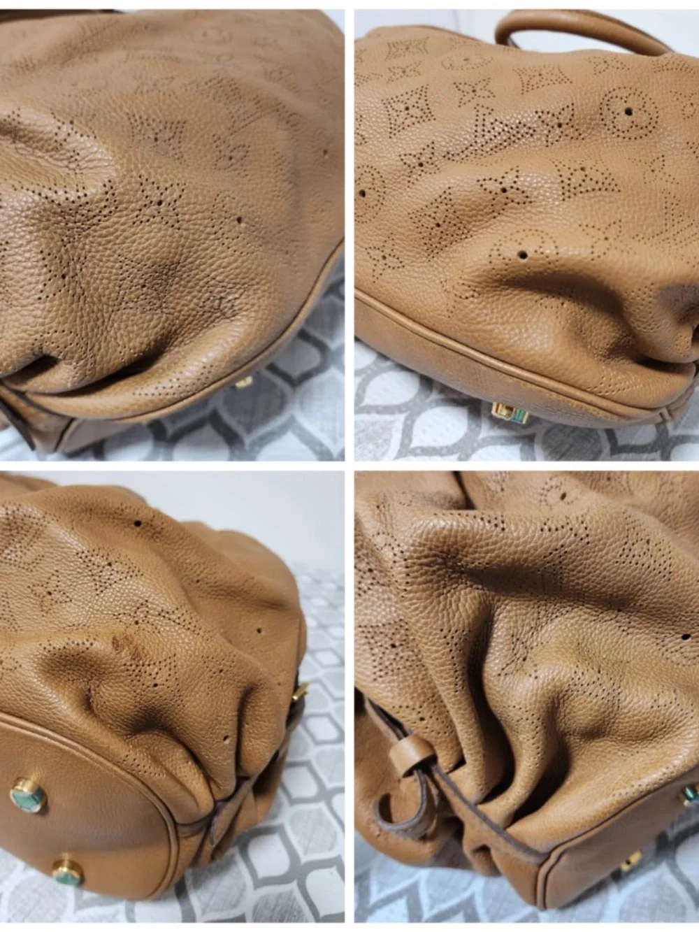 Authentic LOUIS VUITTON Mahina L Hobo Bag Brown